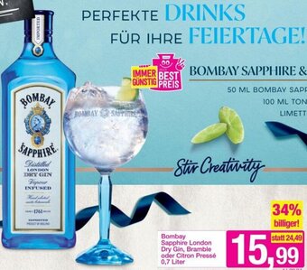 Sutterlüty Bombay Sapphire London Dry Gin, Bramble oder Citron Pressé 0,7 Liter Angebot
