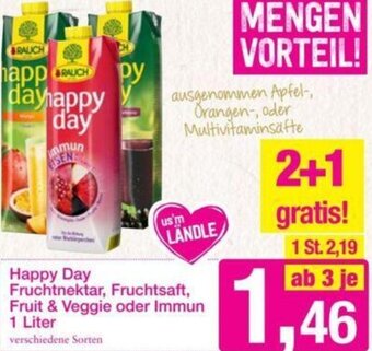 Sutterlüty Happy Day Fruchtnektar, Fruchtsaft, Fruit & Veggie oder Immun 1 Liter Angebot