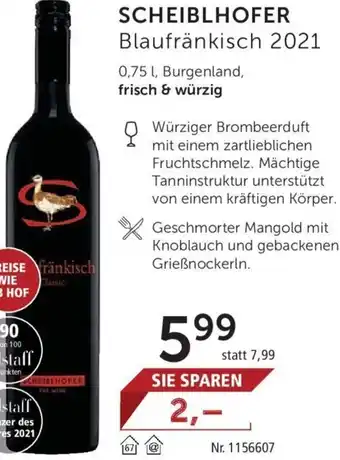 Interspar Scheiblhofer Blaufränkisch 2021 0,75L Angebot