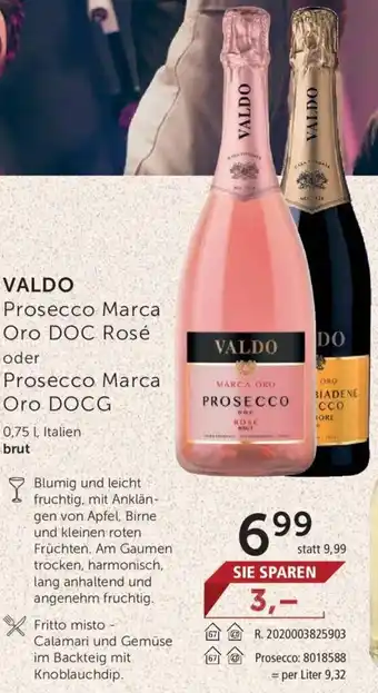 Interspar Valdo Prosecco Marca Oro DOC Rosé oder Prosecco Marca Oro DOCG 0,75L Angebot