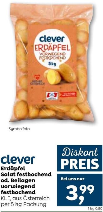 ADEG clever Erdäpfel Salat Festkochend od. Beilagen vorwiegend festkochend 5 kg Angebot