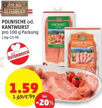 PENNY Polnische od. Kantwurst 100 g Angebot