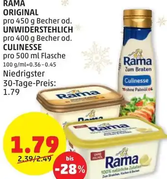 PENNY Rama Original 450 g od. Unwiderstehlich 400g od. Culinesse 500ml Angebot