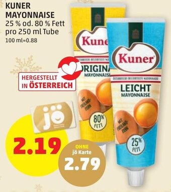 PENNY Kuner Mayonnaise 250 ml Angebot