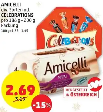 PENNY Amicelli od. Celebrations 186 g- 200 g Angebot