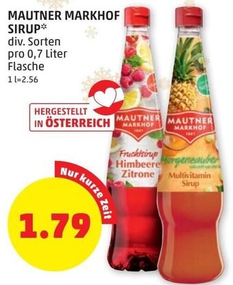 PENNY Mautner Markhof Sirup 0,7 Liter Angebot
