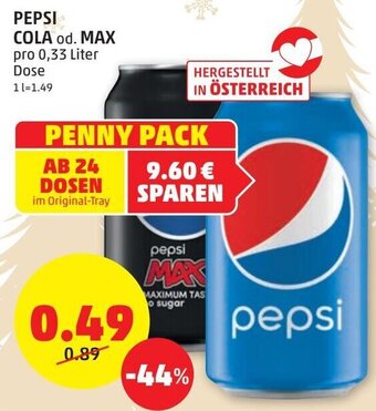 PENNY Pepsi Cola od. Max 0,33 Liter Angebot