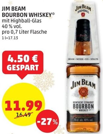 PENNY Jim Beam Bourbon Whiskey 0,7 Liter Angebot