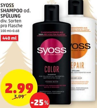 PENNY Syoss Shampoo od. Spülung 440 ml Angebot