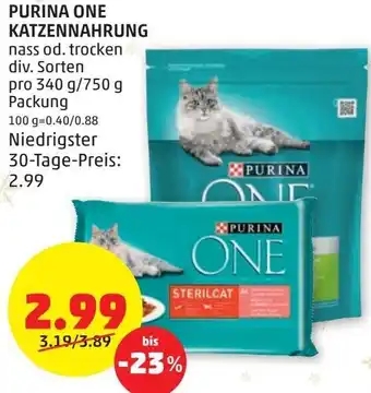 PENNY Purina One Katzennahrung 340g/ 750 g Angebot