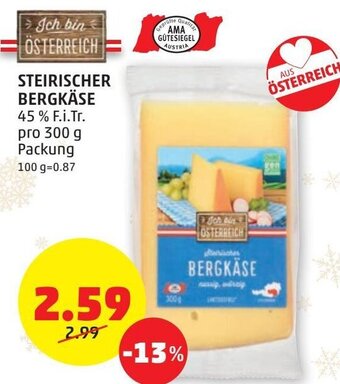 PENNY Steirischer Bergkäse 300 g Angebot