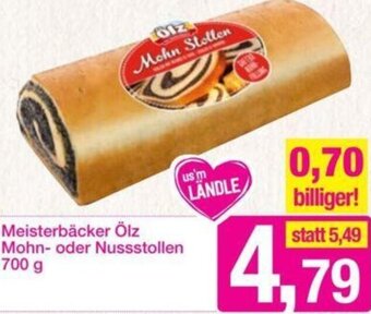Sutterlüty Meisterbäcker Ölz Mohn- oder Nussstollen 700 g Angebot