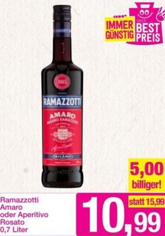 Sutterlüty Ramazzotti Amaro oder Aperitivo Rosato 0,7 Liter Angebot
