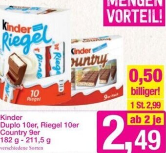 Sutterlüty Kinder Duplo 10er, Riegel 10er Country 9er 182 g- 211,5 g Angebot