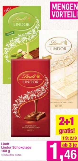 Sutterlüty Lindt Lindor Schokolade 100 g Angebot