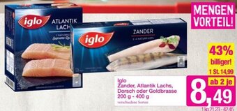 Sutterlüty Iglo Zander, Atlantik Lachs, Dorsch oder Goldbrasse 200 g- 400 g Angebot