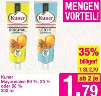 Sutterlüty Kuner Mayonnaise 80 %, 25 % oder 50 % 250 ml Angebot
