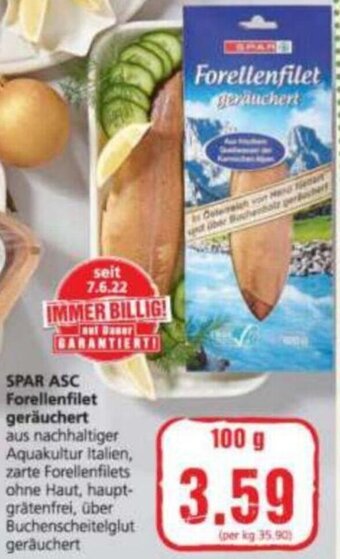 Spar Spar ASC Forellenfilet geräuchert 100 g Angebot