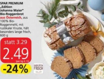 Spar Spar Premium Edition Johanna Maier" Bio-Roggenbrot 600 g Angebot