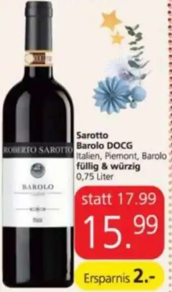 Spar Sarotto Barolo DOCG 0,75 Liter Angebot