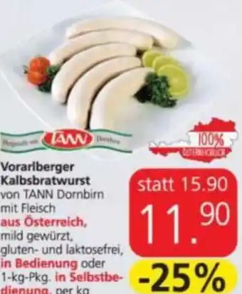 Spar Tann Vorarlberger Kalbsbratwurst Angebot