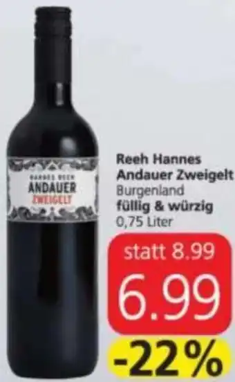 Spar Reeh Hannes Andauer Zweigelt füllig & Würzig 0,75 Liter Angebot