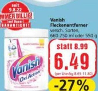 Spar Vanish Fleckenentferner 660-750 ml oder 550 g Angebot