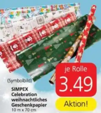 Spar Simpex Celebration Weihnachtliches Geschenkpapier 10 m x 70 cm Angebot