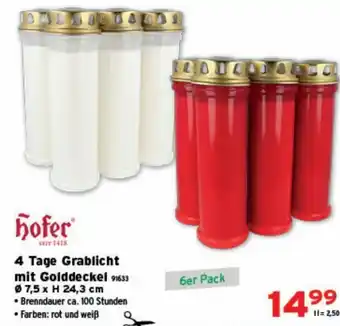 Salzburger Lagerhaus Hofer 4 Tage Grablicht mit Golddeckel Angebot