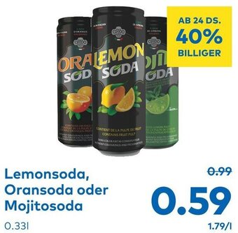T&G Lemonsoda, Oransoda oder Mojitosoda 0.33L Angebot