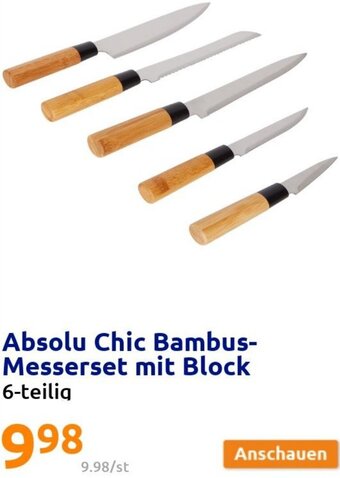 Action Absolu Chic Bambus-Messerset mit Block Angebot