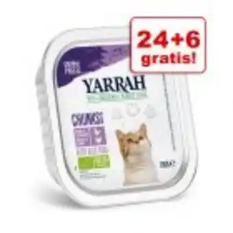 Zooplus 24 + 6 gratis! 30 x 100 g yarrah bio pate / chunks Angebot