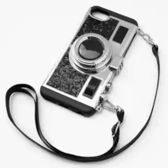 Claire's Black glitter camera phone case - fits iphone® 6/7/8/se Angebot