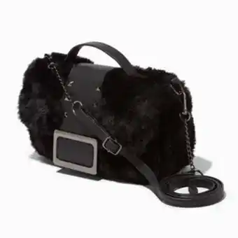 Claire's Furry black convertible crossbody satchel Angebot