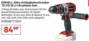 Lagerhaus Einhell Akku-Schlagbohrschrauber TE-CD 18 Li-i Brushless Solo Angebot