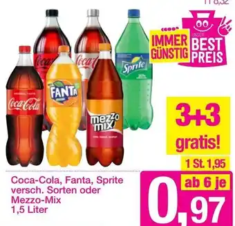 Sutterlüty Coca-Cola, Fanta, Sprite, versch. Sorten oder Mezzo-Mix 1,5 Liter Angebot