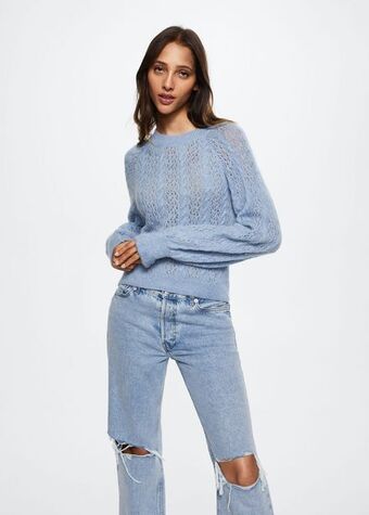 Mango Pullover mit lochstrickmuster Angebot