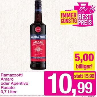 Sutterlüty Ramazzotti Amaro oder Aperitivo Rosato 0,7 Liter Angebot