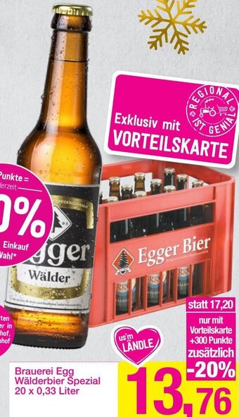 Sutterlüty Brauerei Egg Wälderbier Spezial 20 x 0,33 Liter Angebot