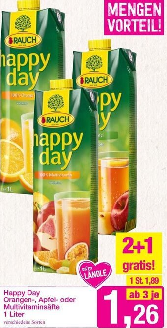 Sutterlüty Happy Day Orangen-, Apfel- oder Multivitaminsäfte 1 Liter Angebot