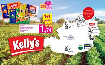 Sutterlüty Kelly's Chips Party Classic, Paprika Party oder Snips Party 250 g Angebot