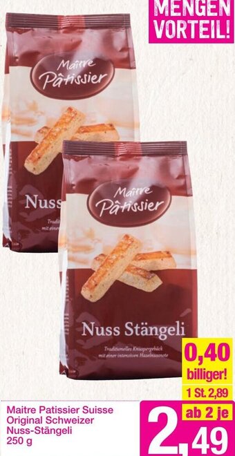 Sutterlüty Maitre Patissier Suisse Original Schweizer Nuss-Stängeli 250 g Angebot