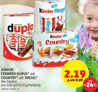 PENNY Kinder Ferrero Duplo Od.Country Od. Riegel Angebot