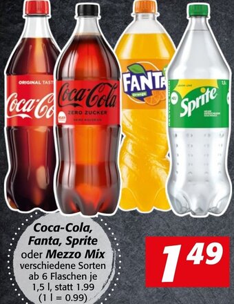 Strasser Markt Coca-Cola, Fanta, Sprite oder Mezzo Mix 1,5 L Angebot