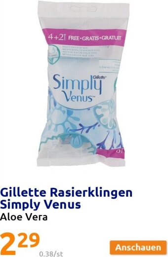 Action Gillette Rasierklingen Simply Venus Aloe Vera Angebot
