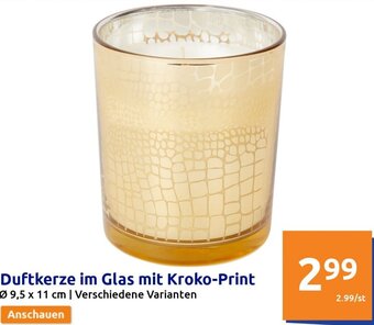 Action Duftkerze im Glas mit Kroko-Print ø 9,5 x 11 cm Angebot