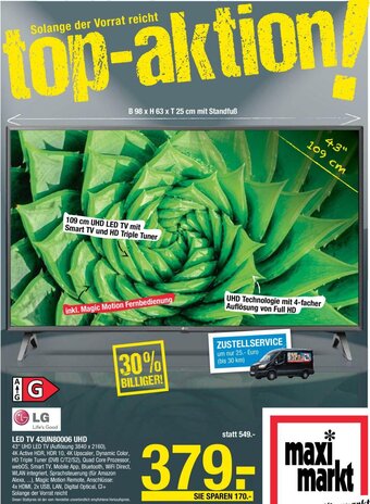 Maximarkt LED TV 43UN80006 UHD Angebot