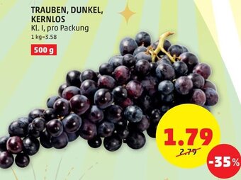 PENNY Trauben, Dunkel, Kernlos 500 g Angebot