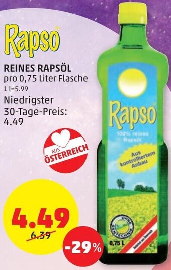 PENNY Rapso Reines Rapsöl 0,75 Liter Angebot