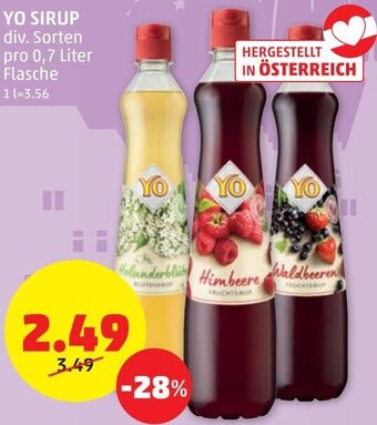 PENNY Yo Sirup 0,7 Liter Angebot